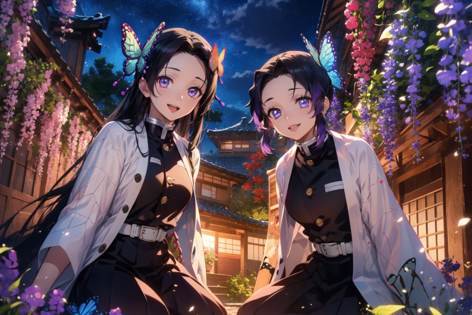 AI Art: Daily Kocho Sisters🦋 Kanae & Shinobu (Kimetsu) by @TMG | PixAI