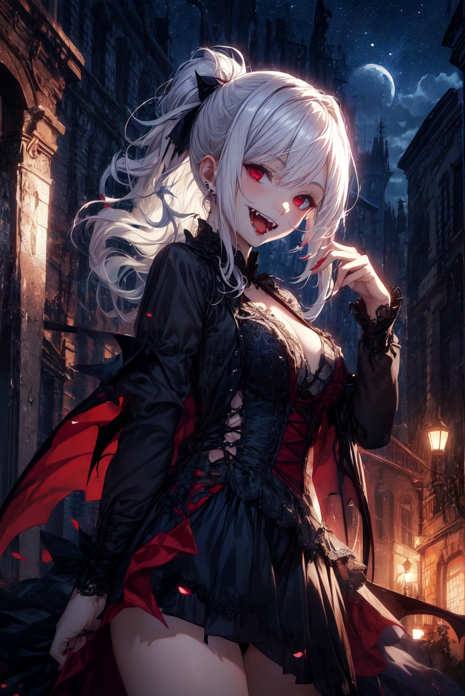 anime girl side smiling vampire