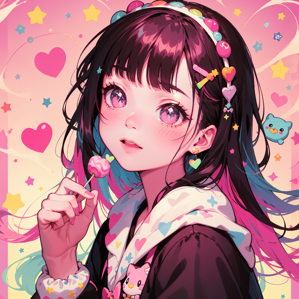 Anime Girl With Candy Adorable