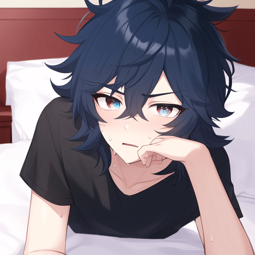 Fluffy Messy Boy Hair (Black to Blue)