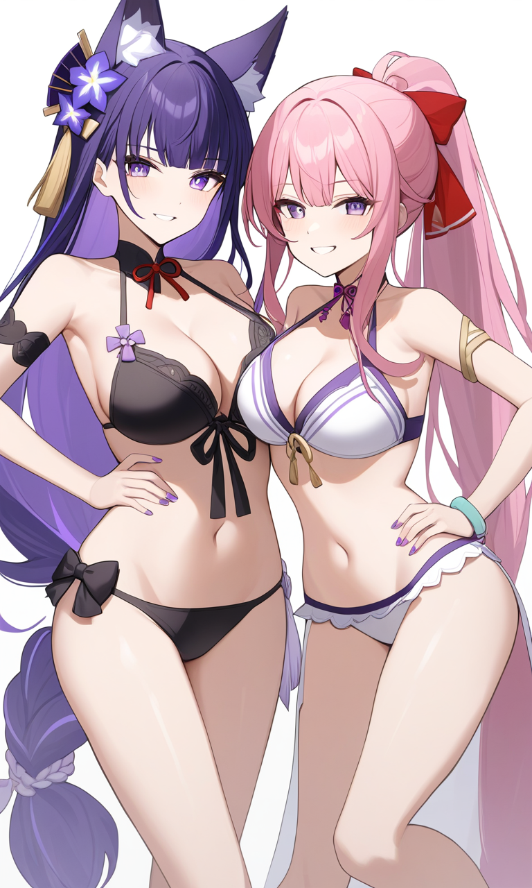 AI Art: Playful Grins and Fox Ears: Raiden Shogun Yae Miko in Bikinis by  @HappyRiderIV | PixAI