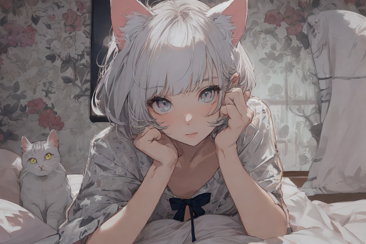 Cute Anime Cat Girl, cute cat girl with cat pose, anime, HD phone wallpaper