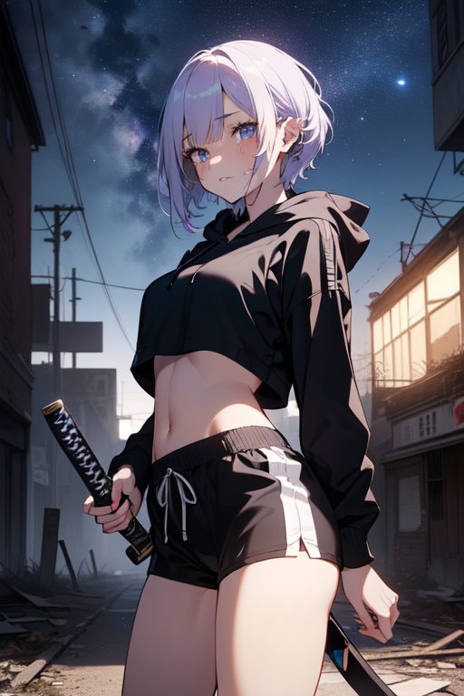 AI Art: Anime girl with a sword by @Dark07