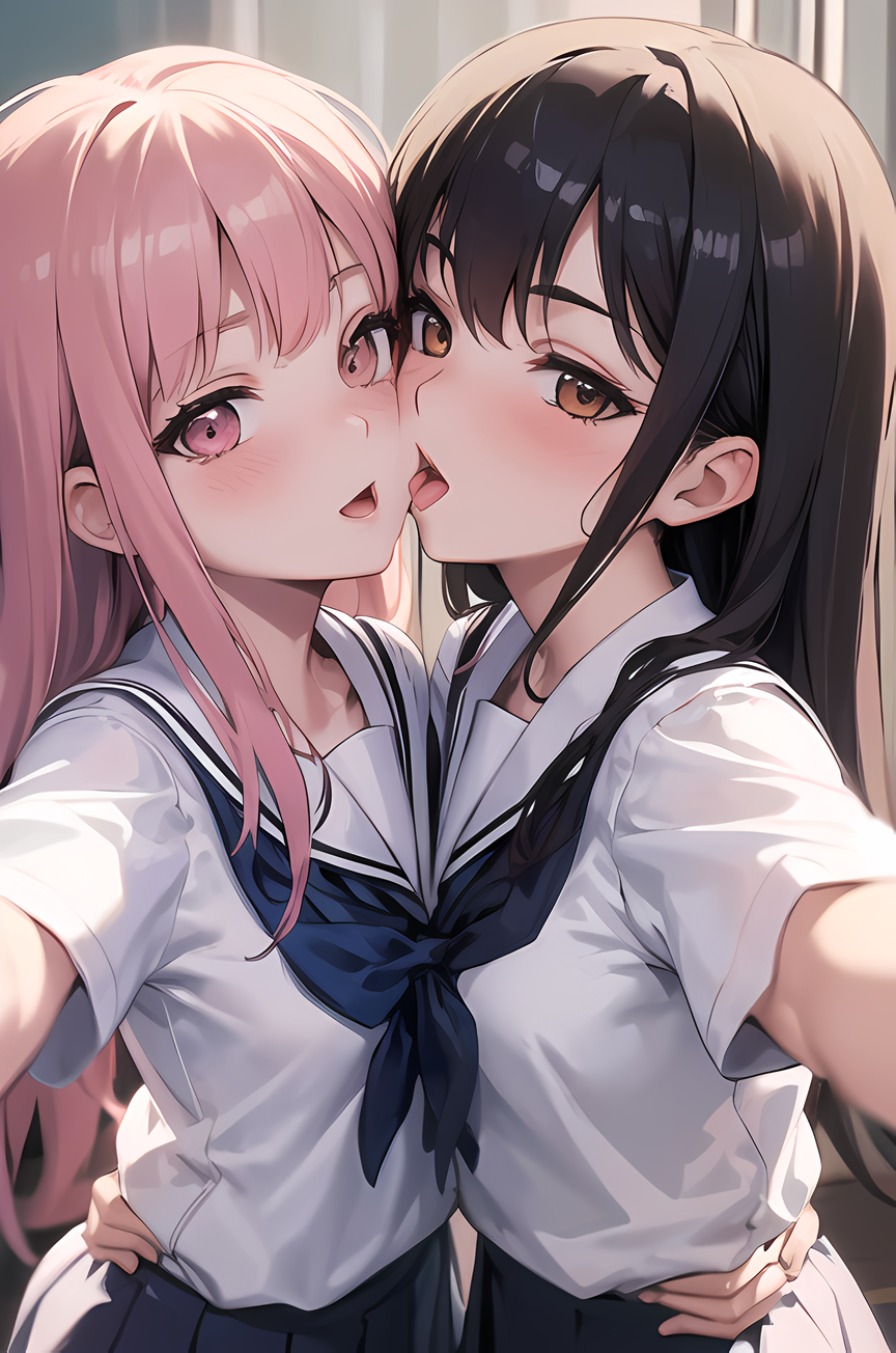 AI Art: Yuri kiss by @dark matter | PixAI