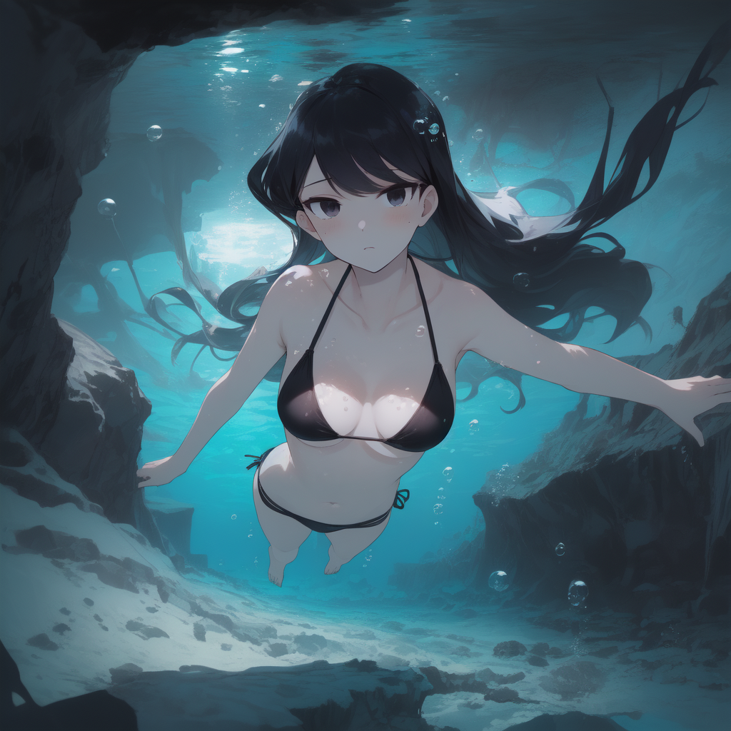 AI Art Komi san swimming underwater by Tommy PixAI