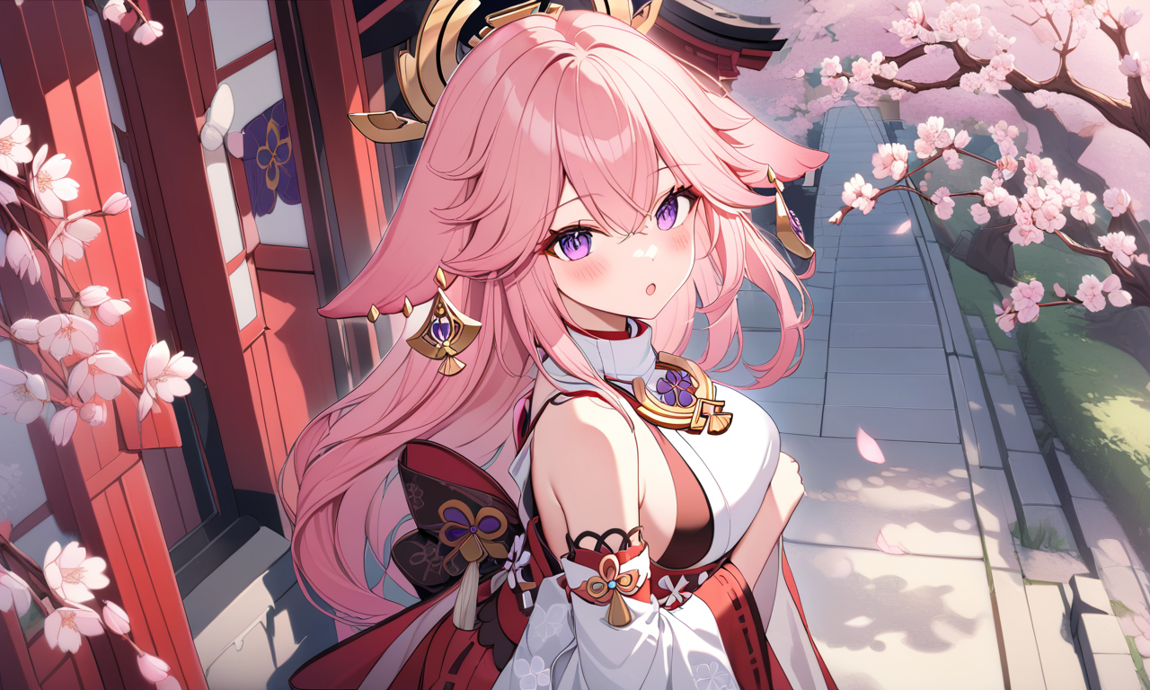 AI Art: yae miko wallpaper by @김바이 | PixAI