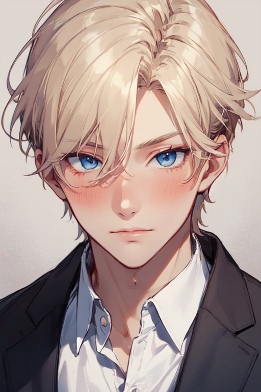 Anime illustration of a beautiful boy with blue eyes