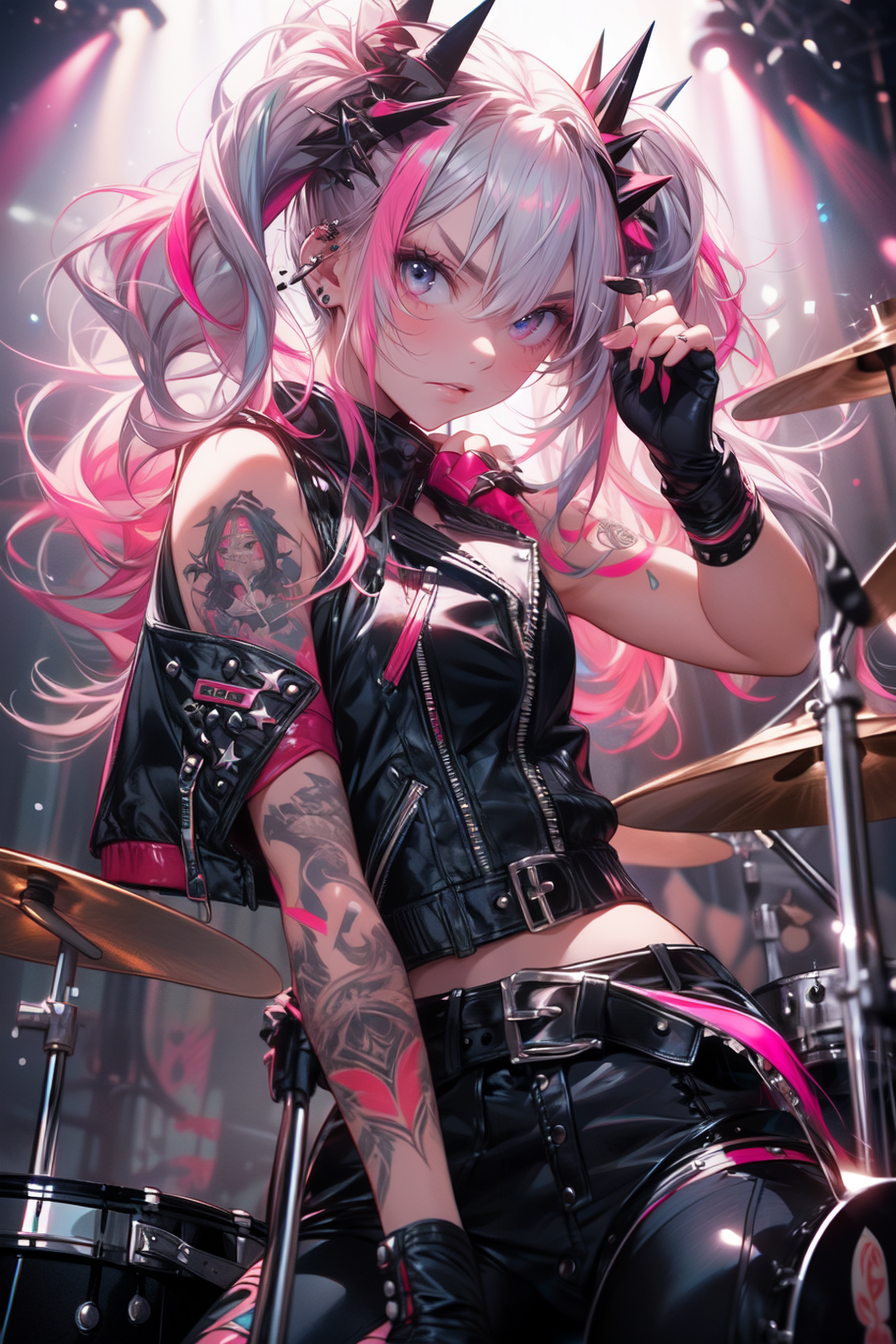 AI Art: drum player #oc by @Cosmic Neon | PixAI