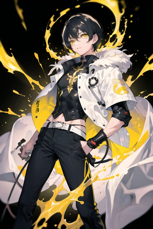 AI Art: anime man black hair golden eyes by @Tilber Bruno