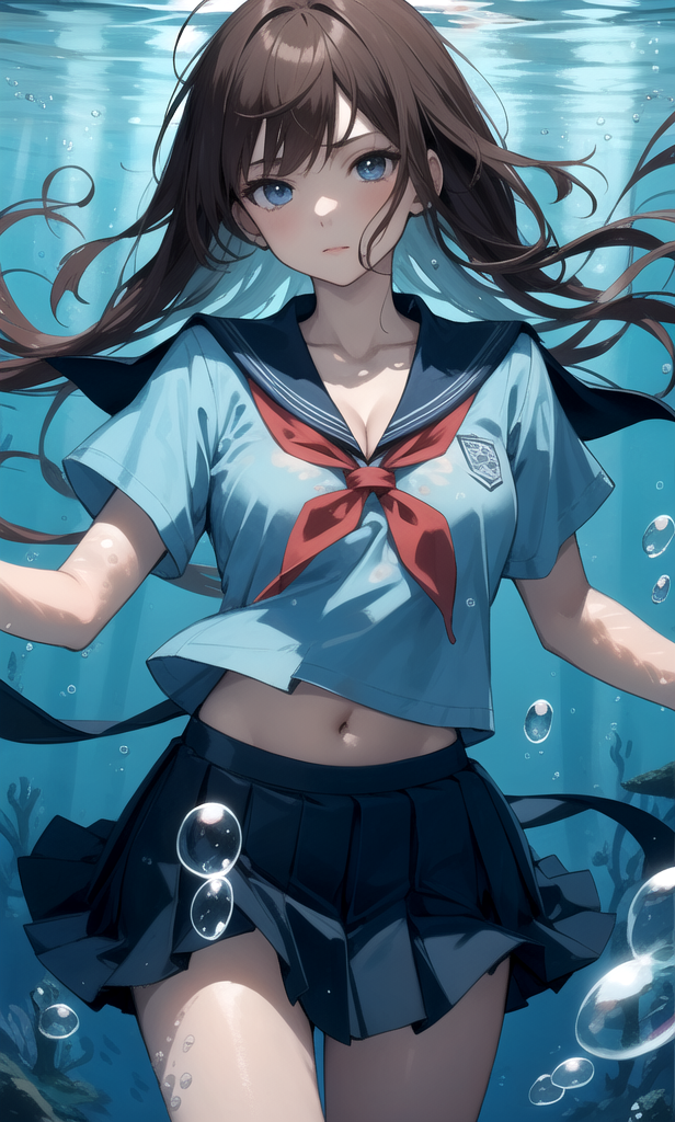 AI Art: school girl underwater by @Tommy