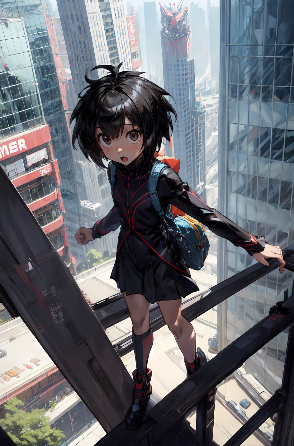 AI Art: Peni Parker exploring the city by @Anonymous | PixAI