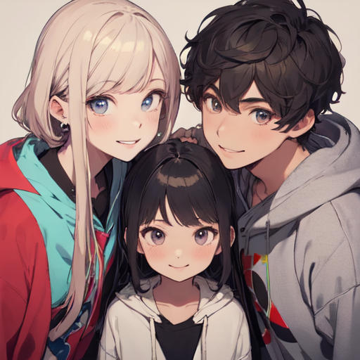 AI Art: The average anime family by @salty | PixAI