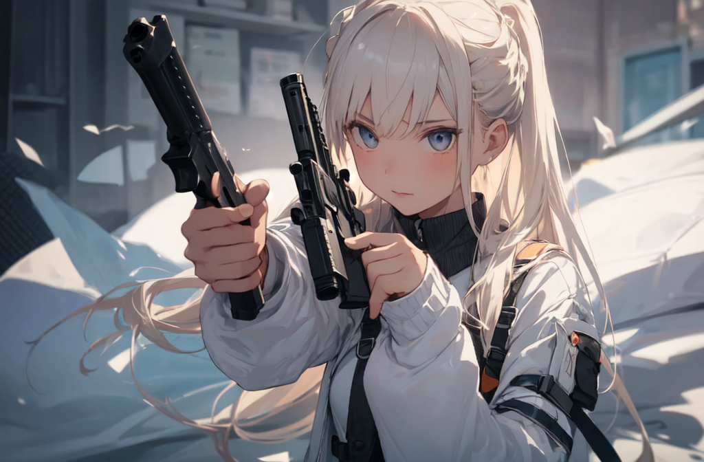 AI Art Model: girl with a gun, pointing a gun | PixAI