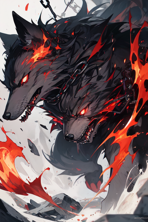 black and red demon wolves