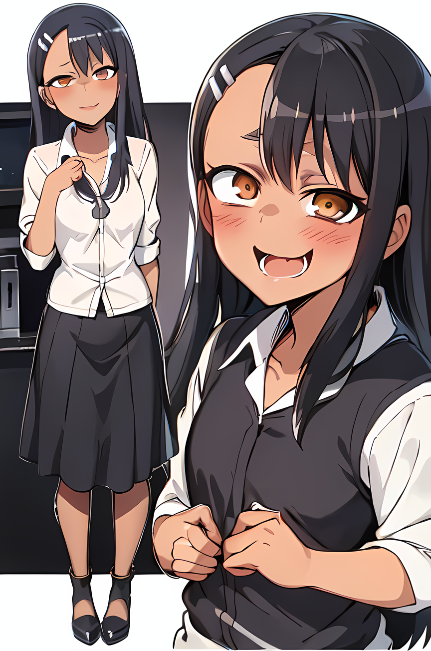 dark skin, anime girls, anime, fan art, Nagatoro Hayase, yellow eyes