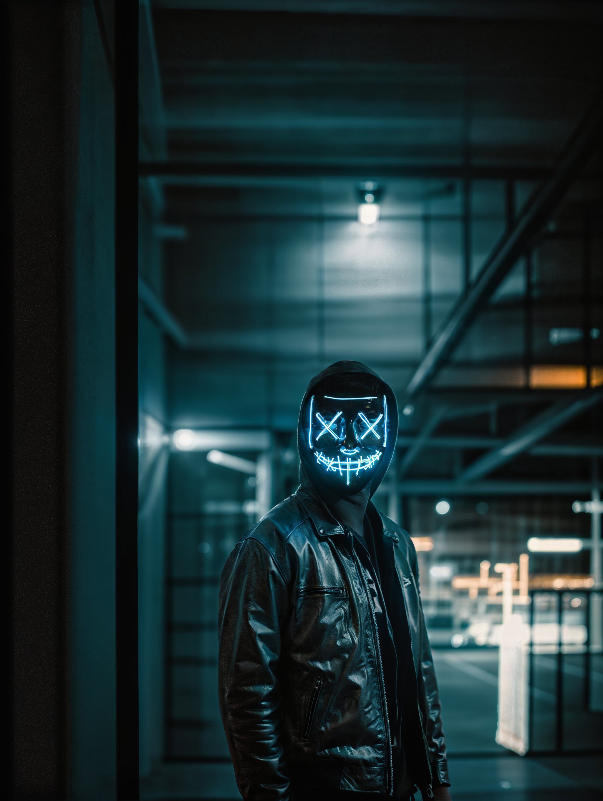 AI Art LoRA Model: Neon Anonymous Mask | Judgment night mask | PixAI