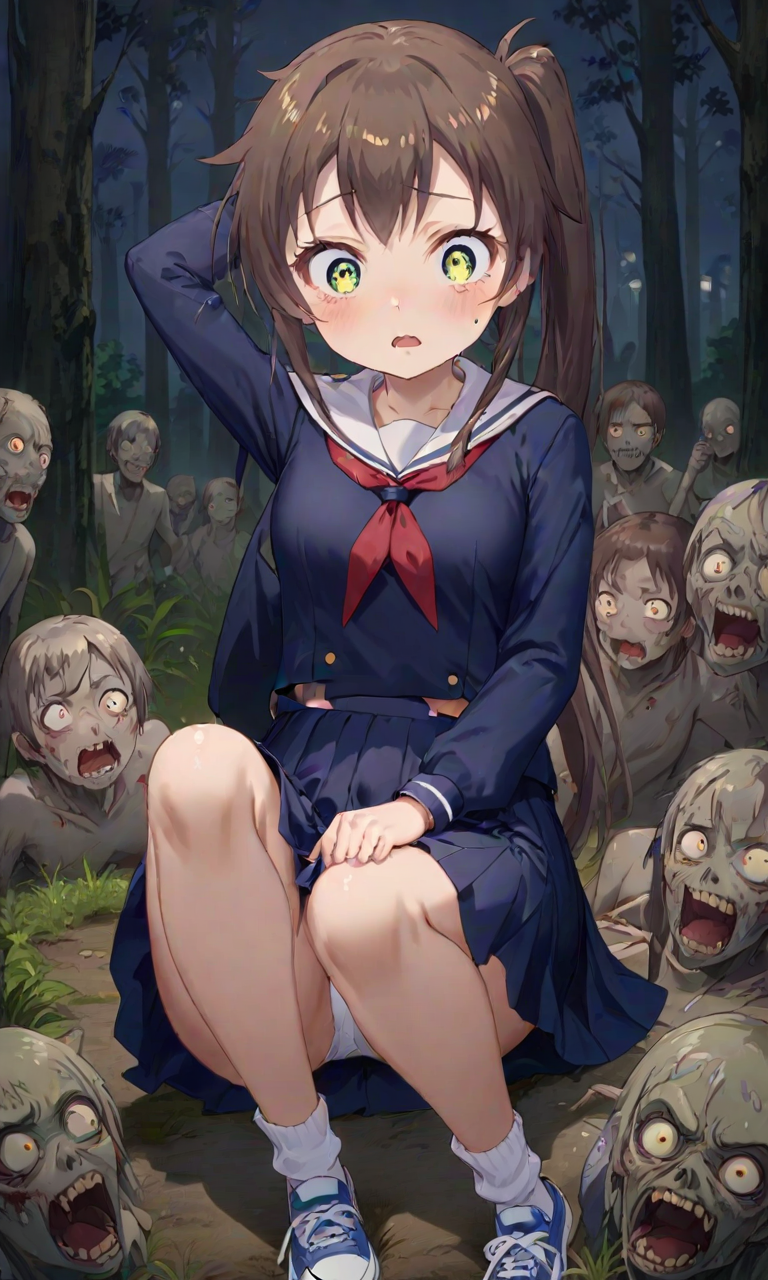 AI Art: Chikura Shizuru is attacked by a lot of zombies (7) by @もがー | PixAI