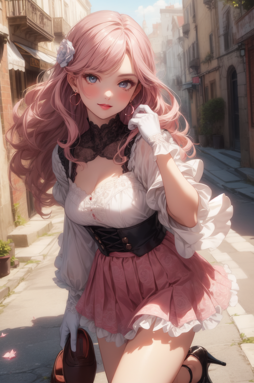 Anime style young woman, long hair, shy, wearing cute blouse and pleated  mini skirt, big brown eyes - AI Generated Artwork - NightCafe Creator