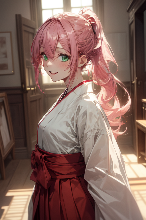 ponytail, pink hair, looking at viewer, Darling in the FranXX, Zero Two  (Darling in the FranXX), anime, anime girls, cyberpunk, portrait display,  katana