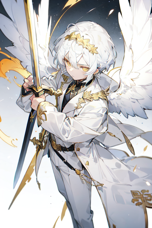anime boy with sword and wings