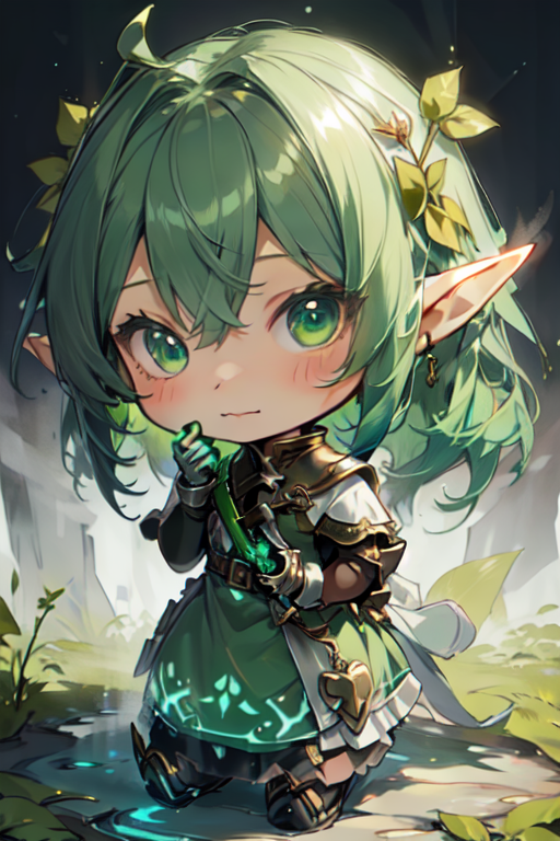 Premium Vector  Pixel character elf with green hair cute anime girl