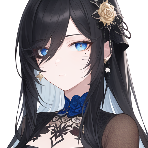 ai art,oil painting,character design,cute,blue eyes,black hair