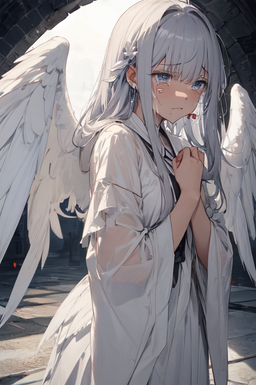 crying anime angel girl