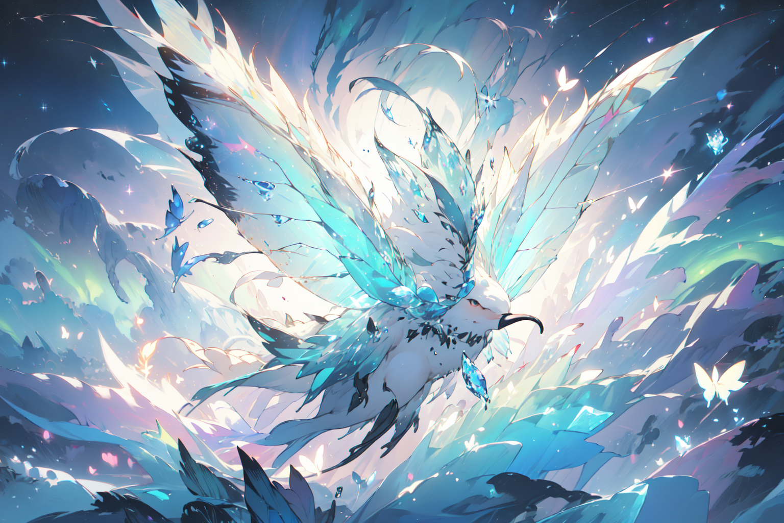 AI Art: Fluffy Ice Crystal Bird by @Subtra