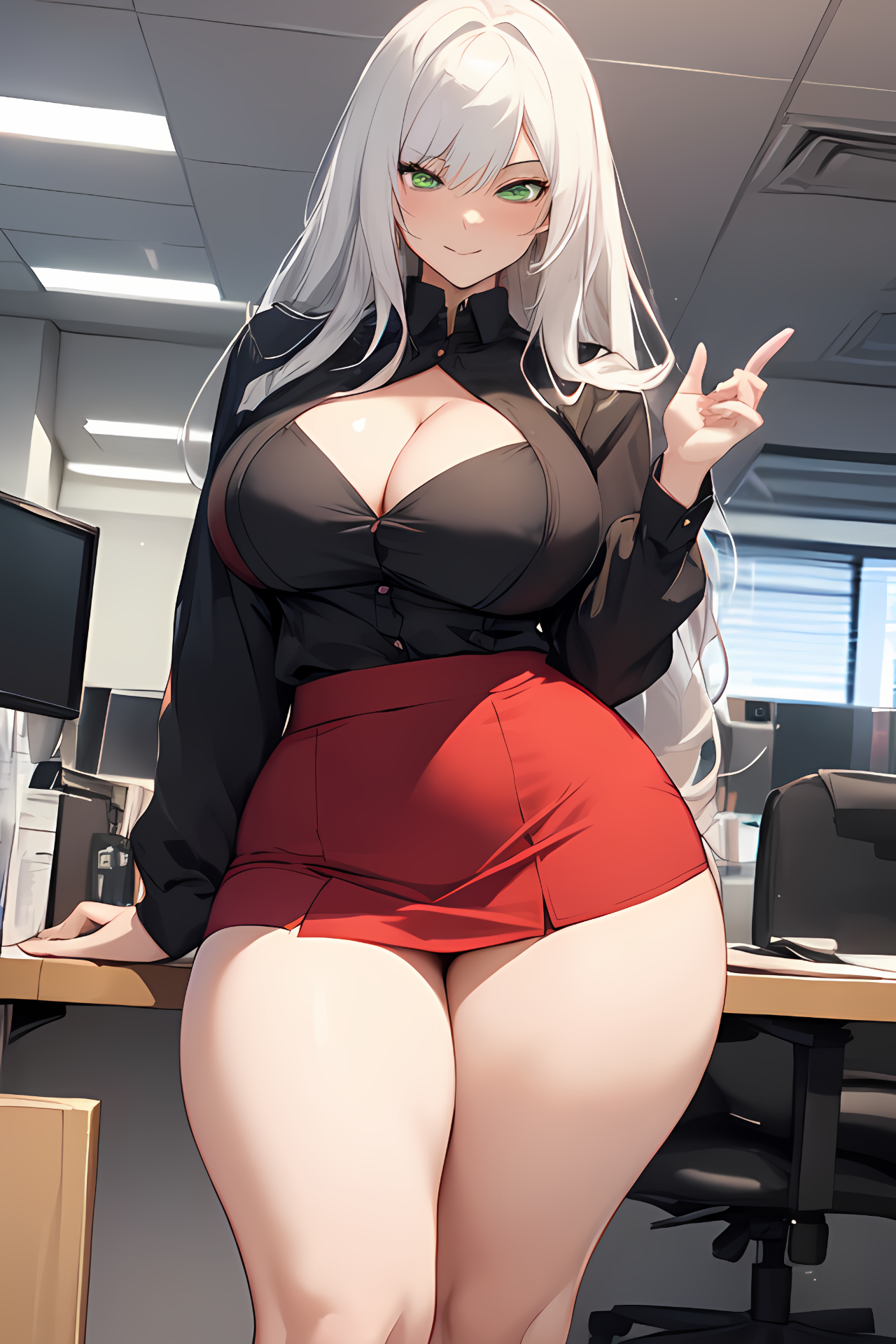 AI Art: THICC office MILF big boobs by @Sujiro Kimimame | PixAI