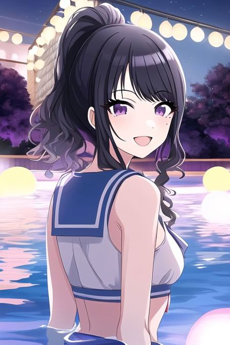 AI Art LoRA Model: Nighttime pool with pink lighting | ナイトプール | PixAI