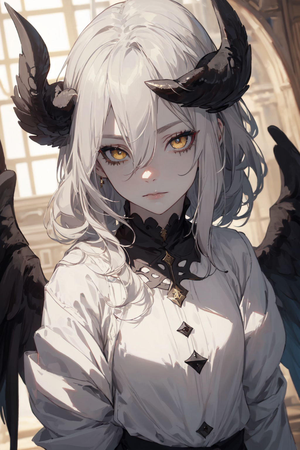 anime demon girl with wings and horns