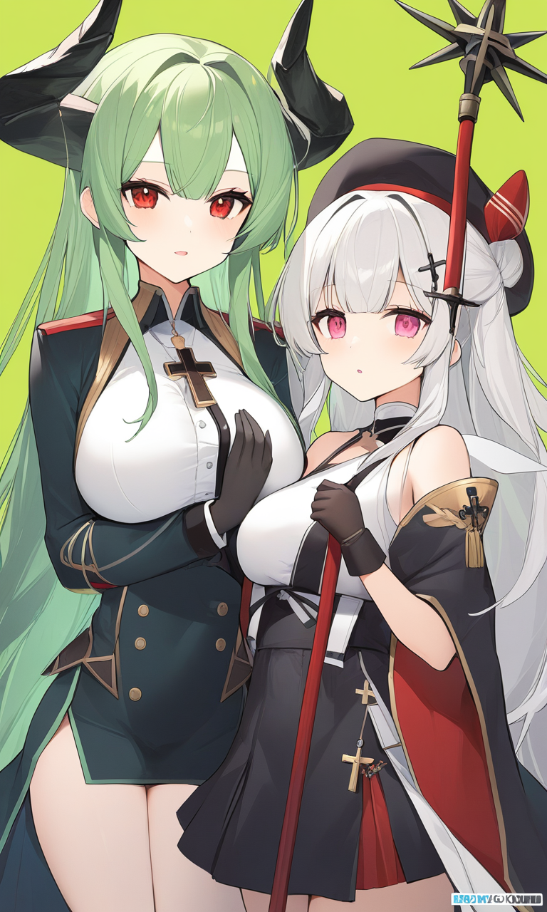 AI Art: 2 Girls - Marco Polo & Napoli (Azur Lane) by @速い魔法使い様 | PixAI