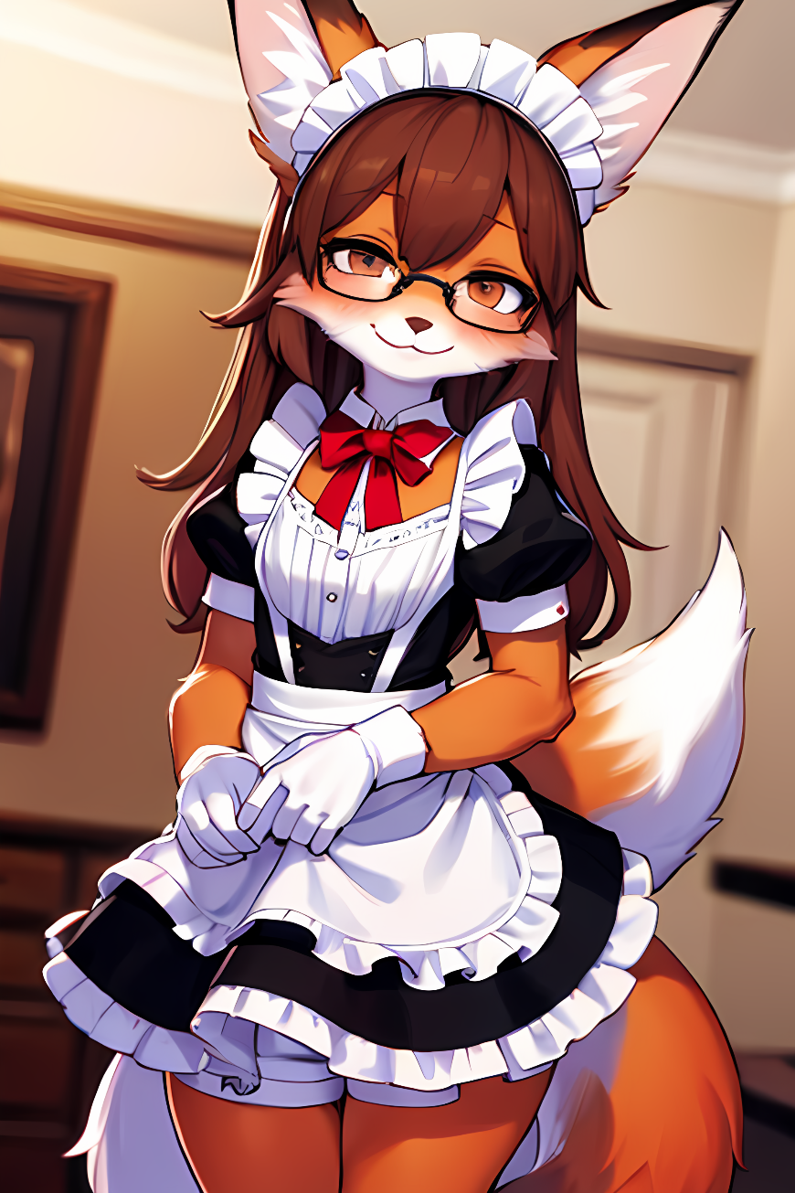 AI Art: Furry femboy Fox maid by @dark matter | PixAI