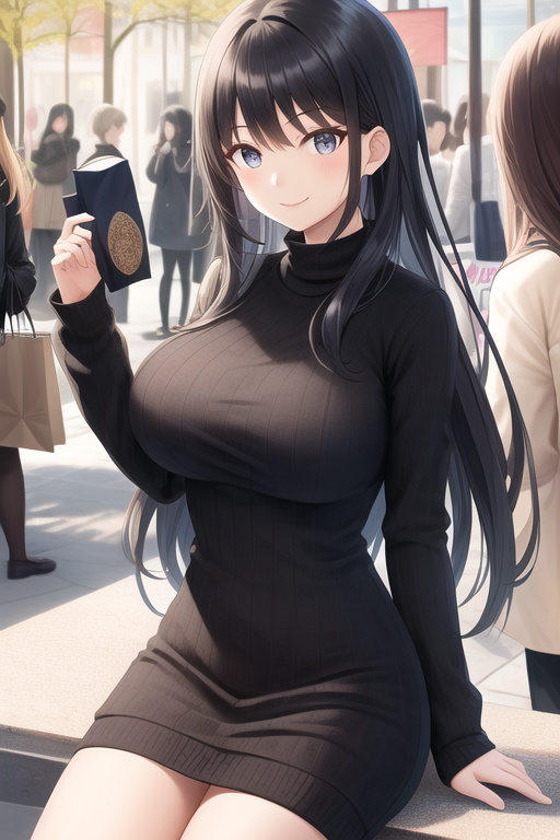 AI Art: Girl in tight black outfit with big boobs 3233 by @user