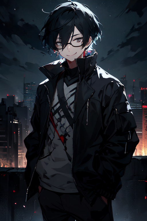 Anime male in dark city