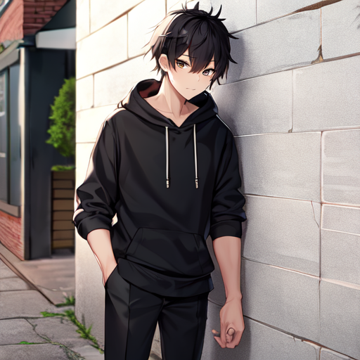 Anime boy black hoodie sale