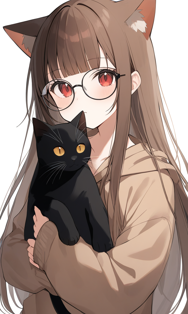 AI Art: 黒猫と女の子 by @賢い犬様 | PixAI