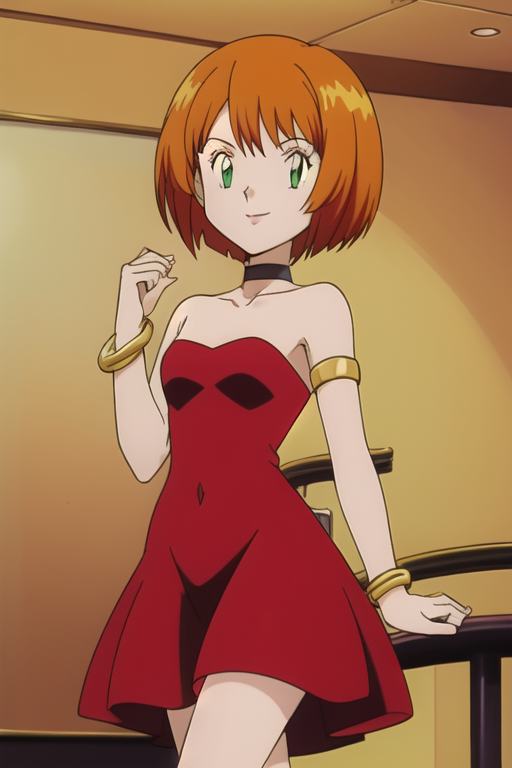 red hair red dress cartoon