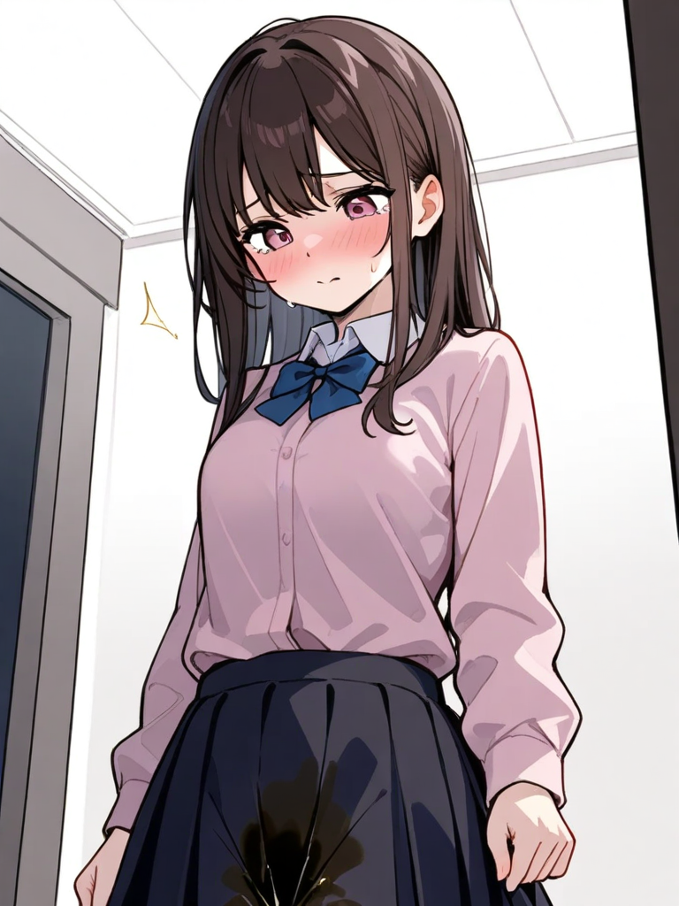 女子高生おしっこ お漏らし 着衣  作品名稱: おしっこ我慢できなかったjk 作者 @隙間 | PixAI