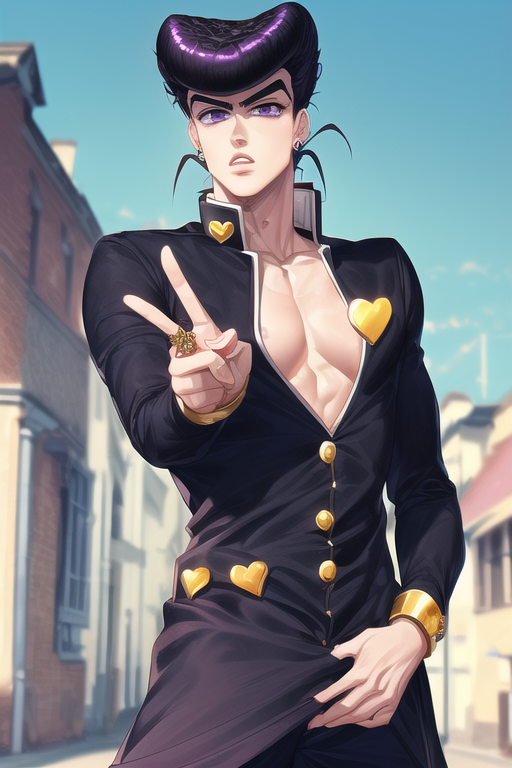 Download Josuke Higashikata striking a pose in his iconic outfit - JoJo's  Bizarre Adventure Wallpaper