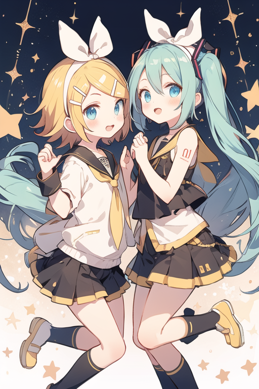 AI Art: リンちゃん＆リンちゃんコス初音ミク by @ぽぽぽ2世 | PixAI