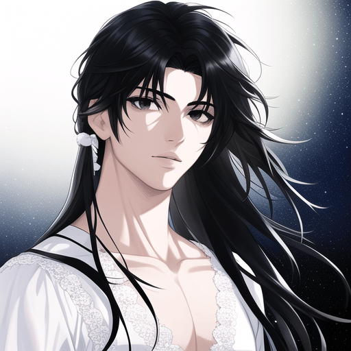 Semirealistic manhwa anime boy with long hair chinese
