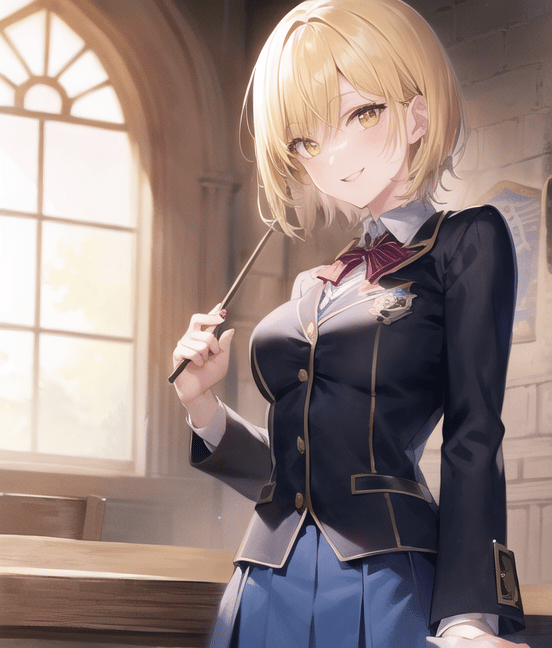 blonde, long hair, short hair, smiling, anime, anime girls, anime