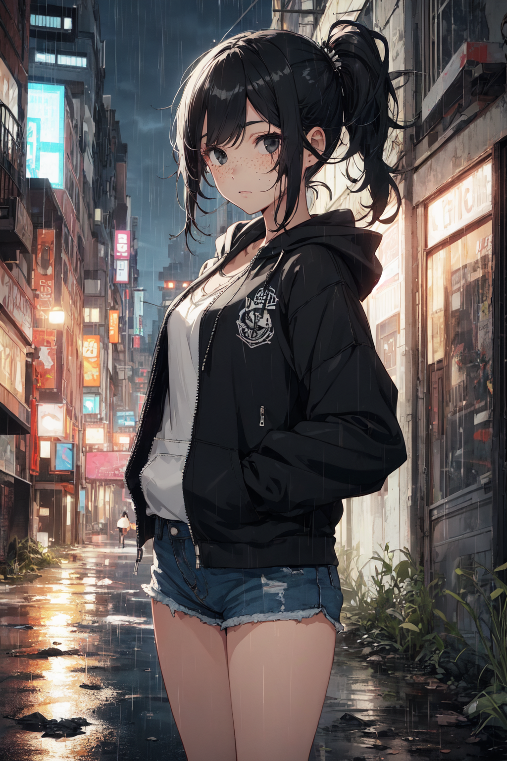 Mobile wallpaper: Anime, City, Girl, Bubble, Black Hair, Short