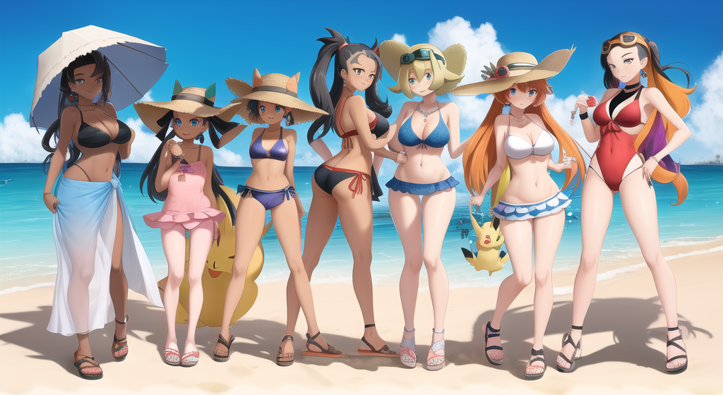 Pokemon girls store in swimsuits