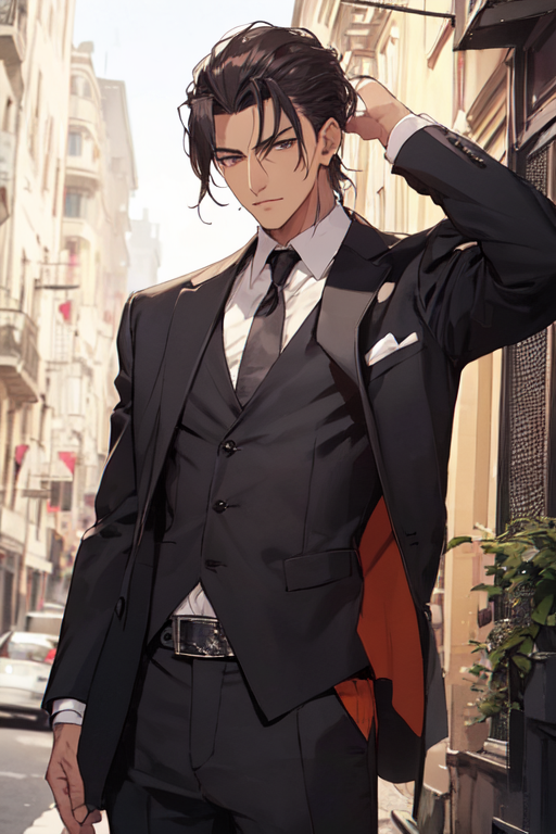 AI art Anime Mafia создано по ключевым словам Красивый и милый мафиозный мужчина