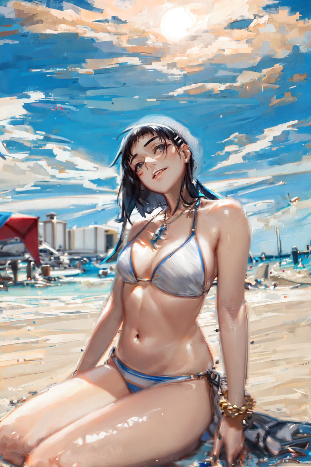 AI Art Kirigaya Suguha at the beach by hta PixAI