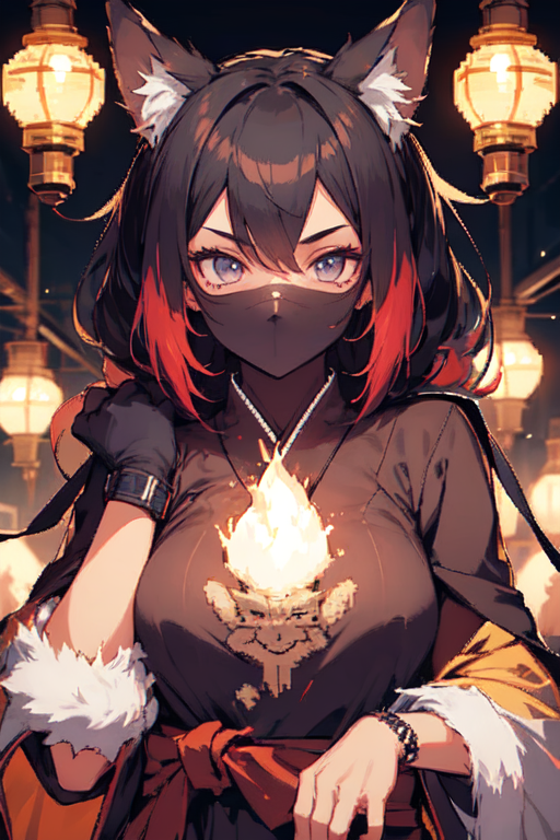 ninja, black hair, little girl, hood, - AI Photo Generator - starryai