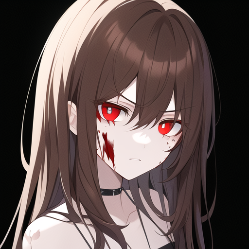 Premium Vector  Sad beautiful anime girl with brown hair and red eyes