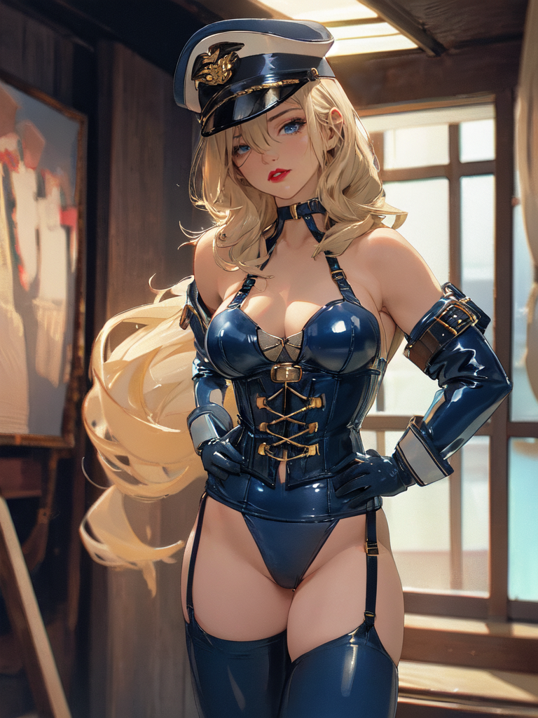 AI Art: Mistress in Blue Latex by @Anonymous | PixAI